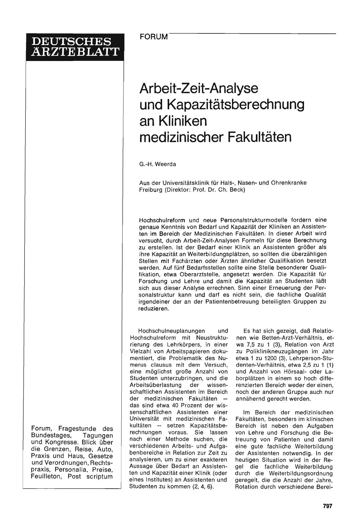 Vorschauseite 1: Arbeit-Zeit-Analyse und Kapazitätsberechnung an Kliniken medizinischer Fakultäten