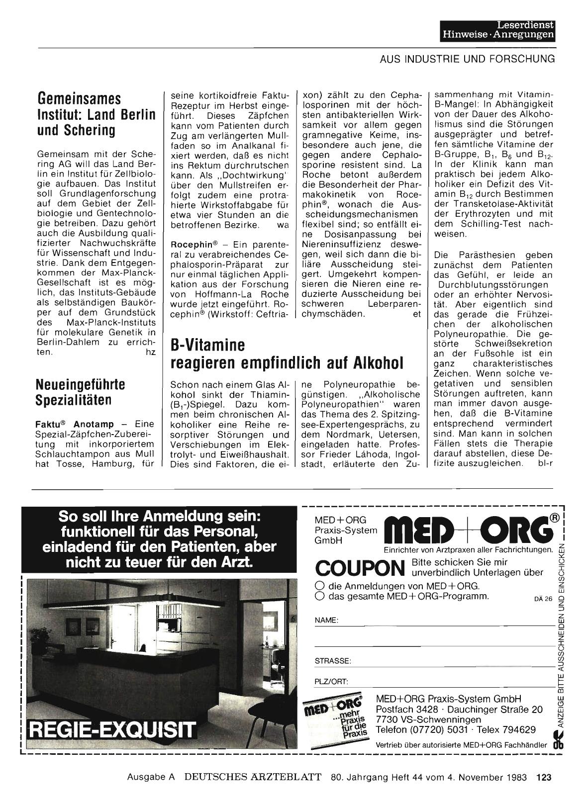 Vorschauseite 1: Gemeinsames Institut: Land Berlin und Schering