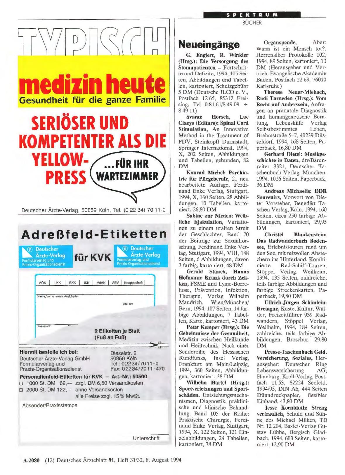 Vorschauseite 1: Neueingänge