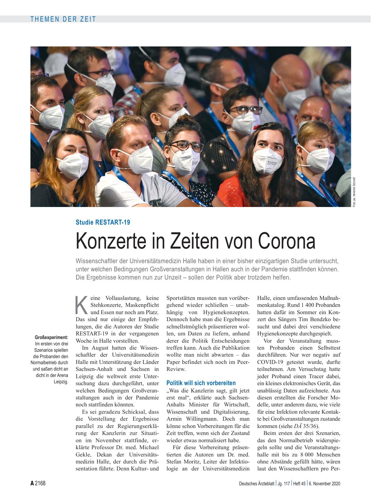 Vorschauseite 1: Studie RESTART-19: Konzerte in Zeiten von Corona