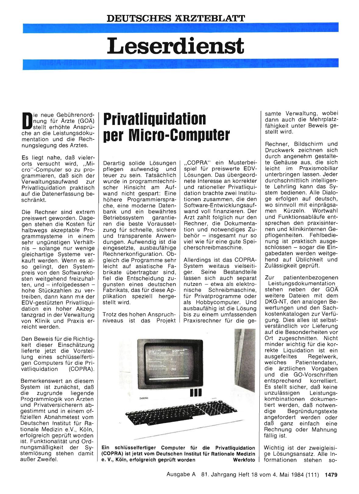 Vorschauseite 1: Privatliquidation per Micro-Computer
