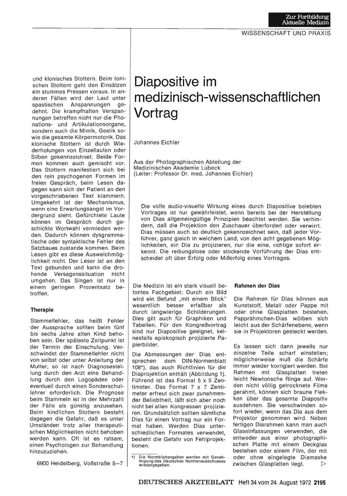 Vorschauseite 1: Diapositive im medizinisch-wissenschaftlichen Vortrag
