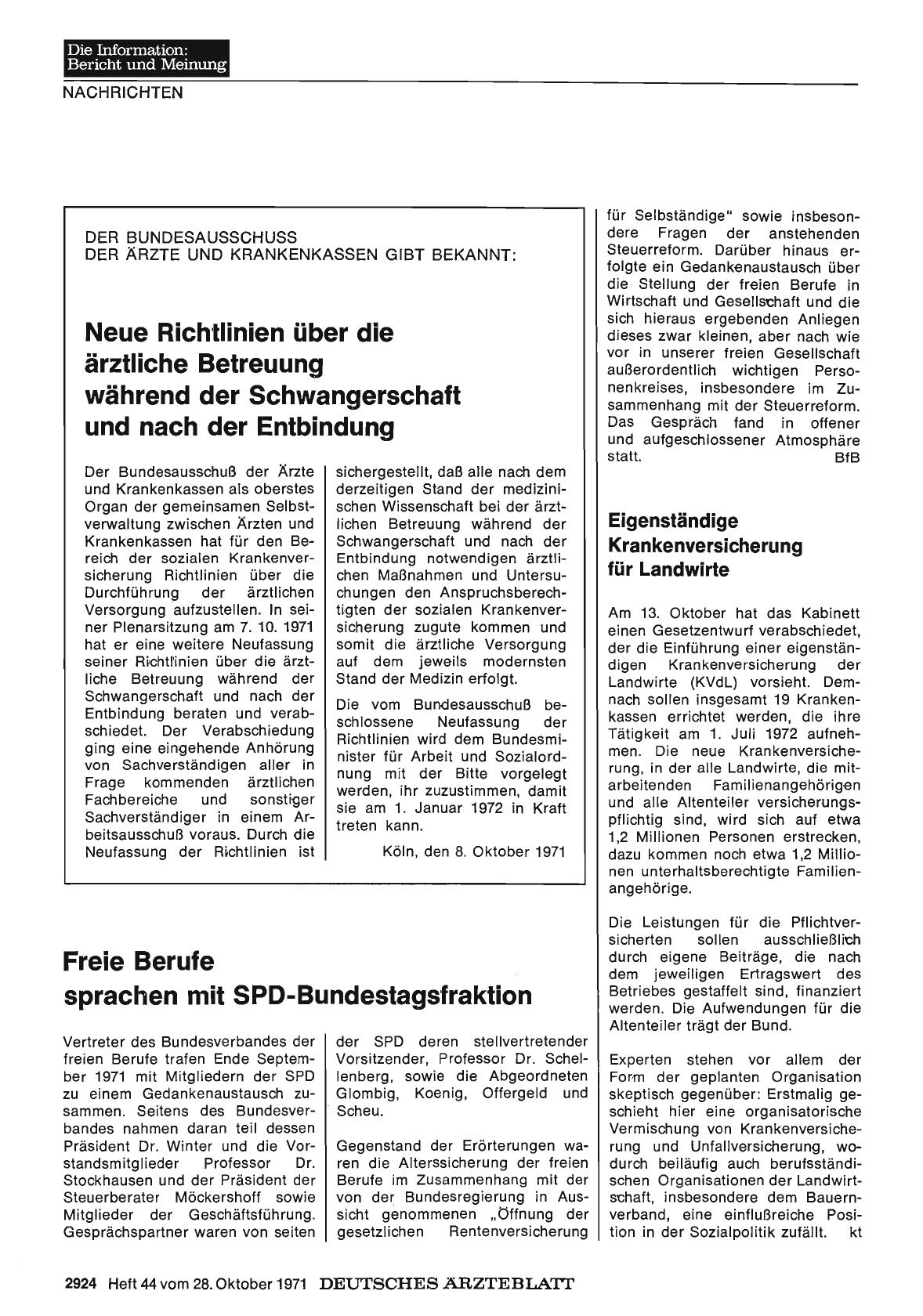 Vorschauseite 1: Der Bundesausschuss der Ärzte und Kankenkassen gibt bekannt: Neue Richtlinien über die ärztliche Betreuung während der Schwangerschaft und nach der Entbindung