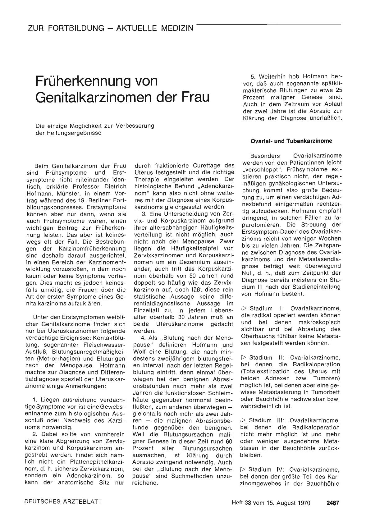 Vorschauseite 1: Früherkennung von Genitalkarzinomen der Frau