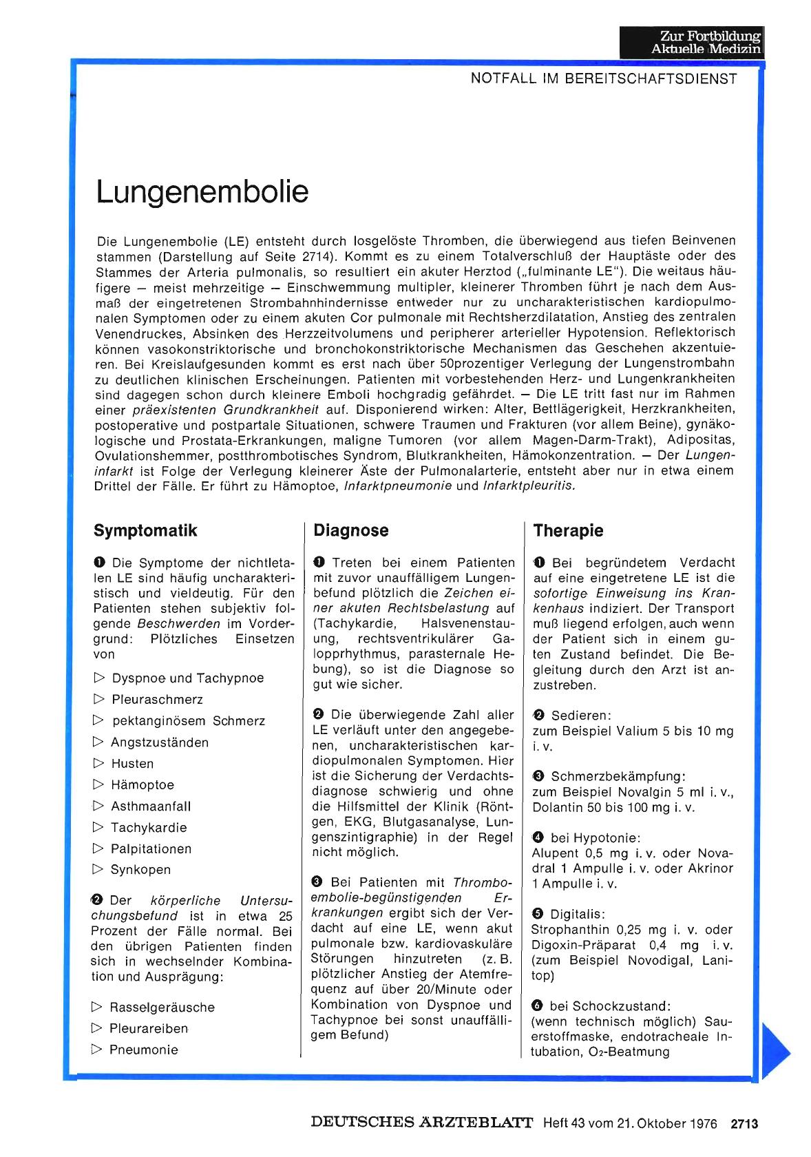 Vorschauseite 1: Lungenembolie