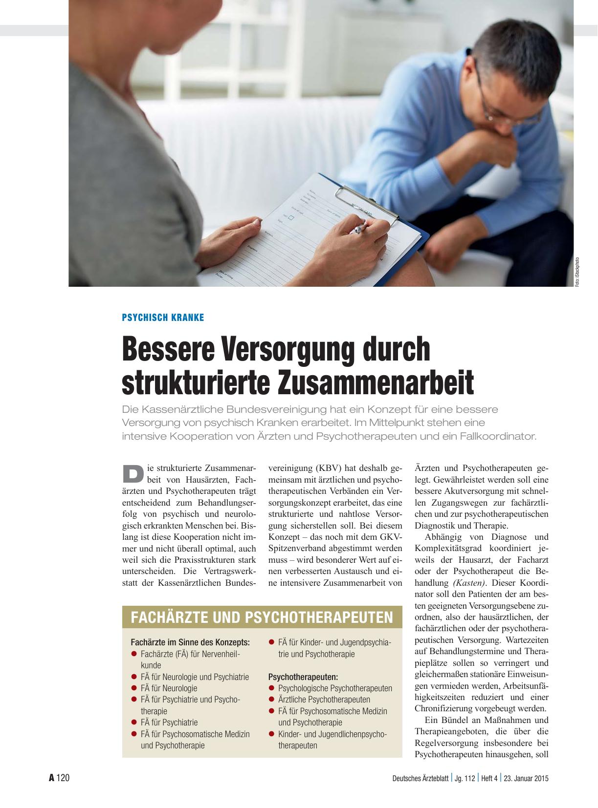 Vorschauseite 1: Psychisch Kranke: Bessere Versorgung durch strukturierte Zusammenarbeit