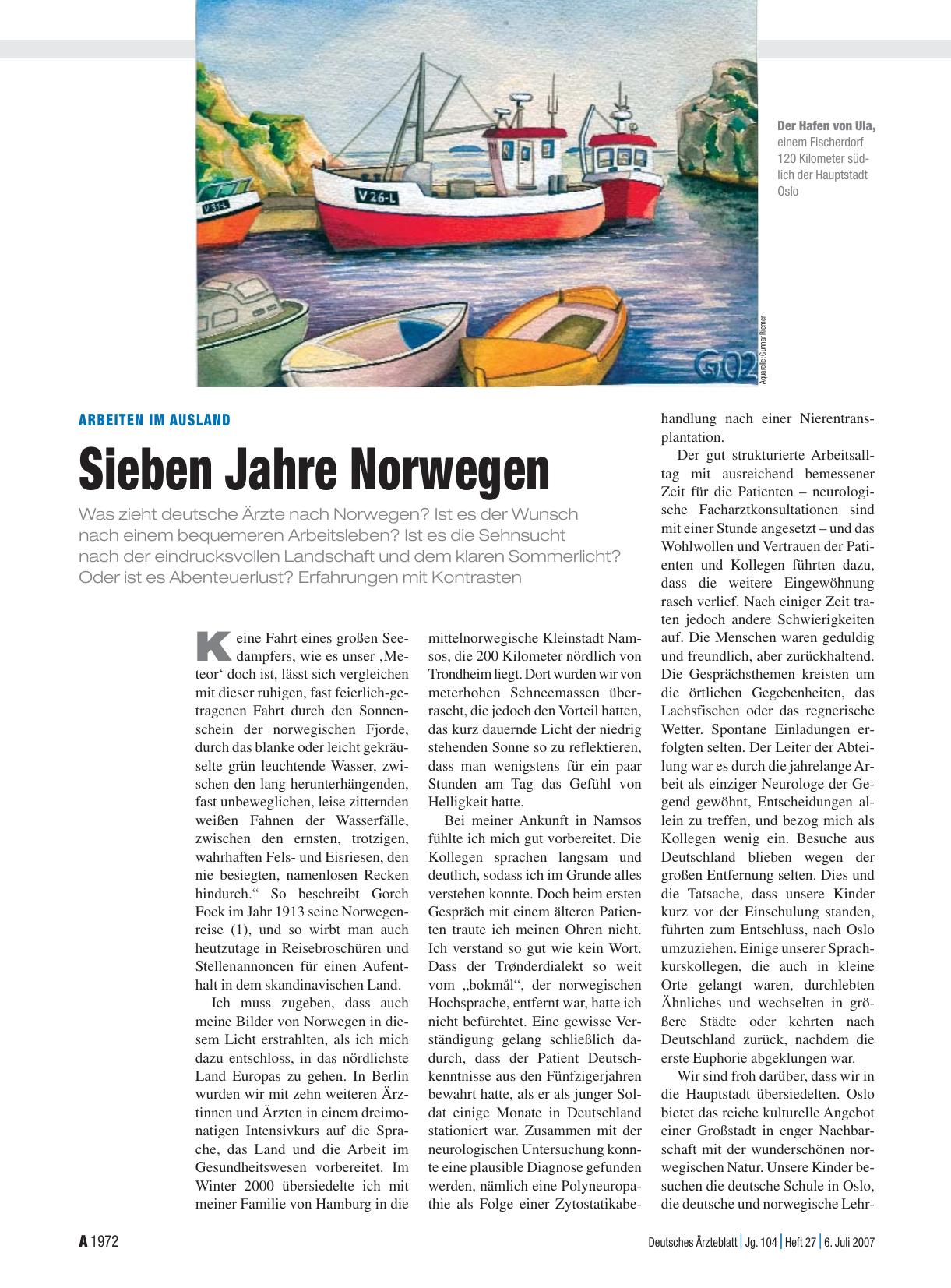 Vorschauseite 1: Arbeiten im Ausland: Sieben Jahre Norwegen