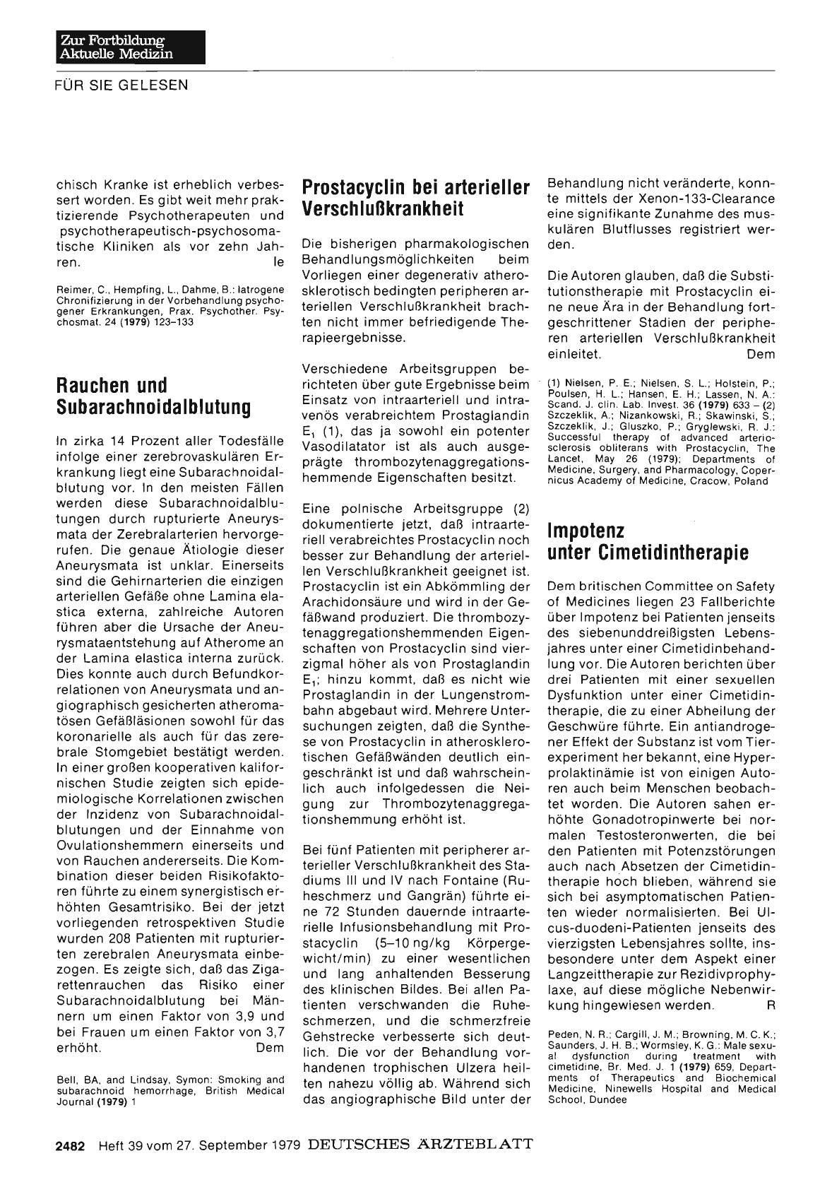 Vorschauseite 1: Rauchen und Subarachnoidalblutung