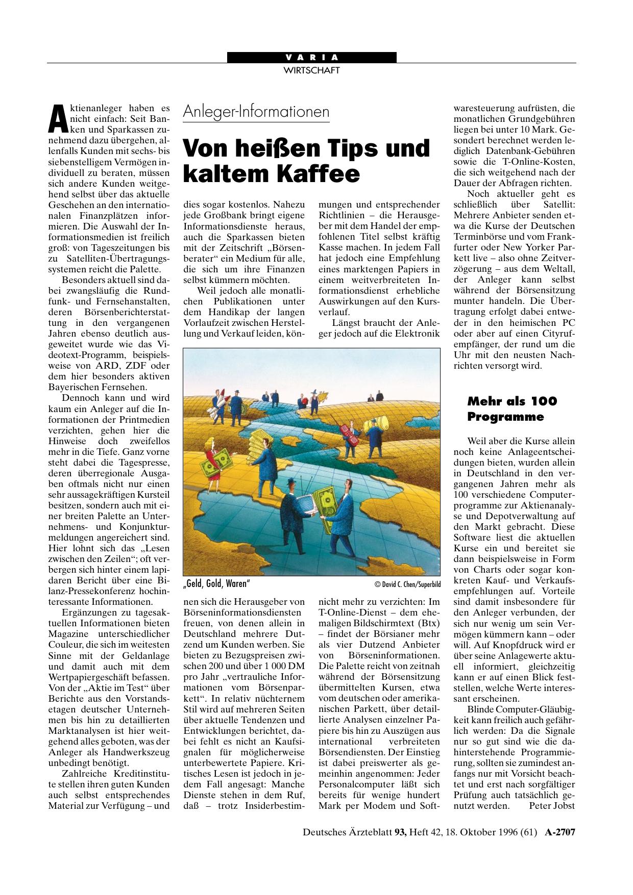 Vorschauseite 1: Anleger-Informationen: Von heißen Tips und nkaltem Kaffee