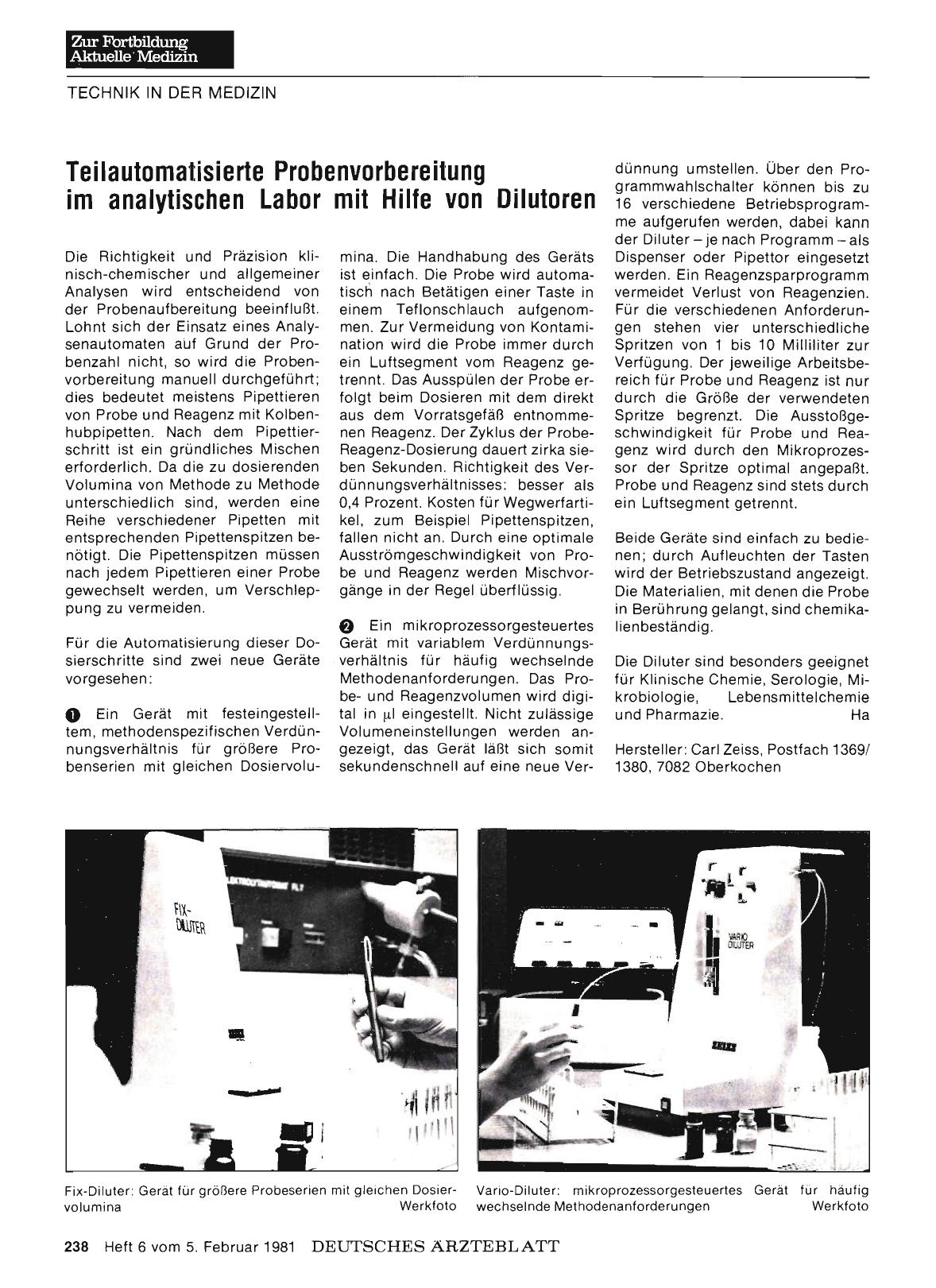 Vorschauseite 1: Teilautomatisierte Probenvorbereitung im analytischen Labor mit Hilfe von Dilutoren