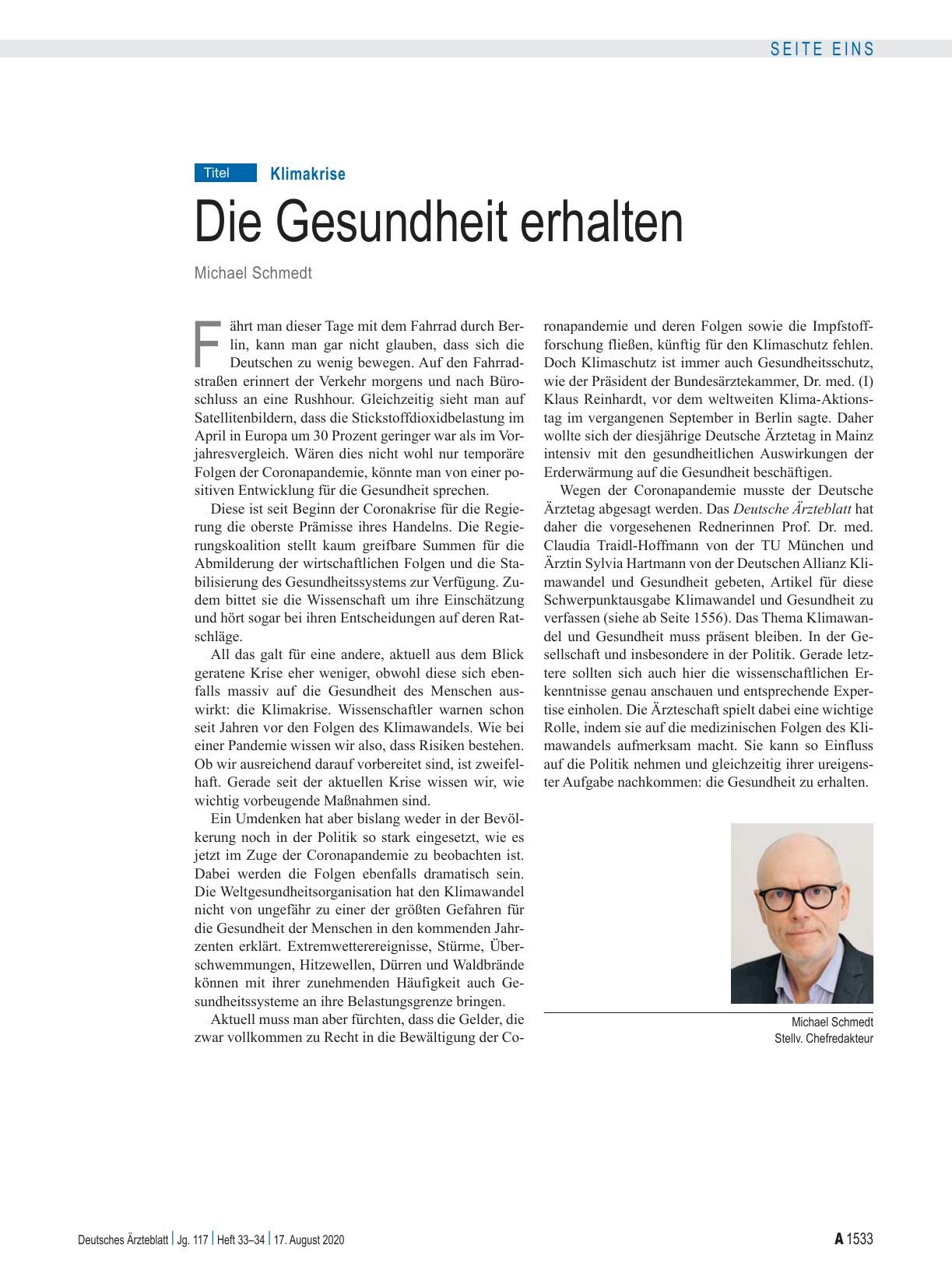 Vorschauseite 1: Klimakrise: Die Gesundheit erhalten