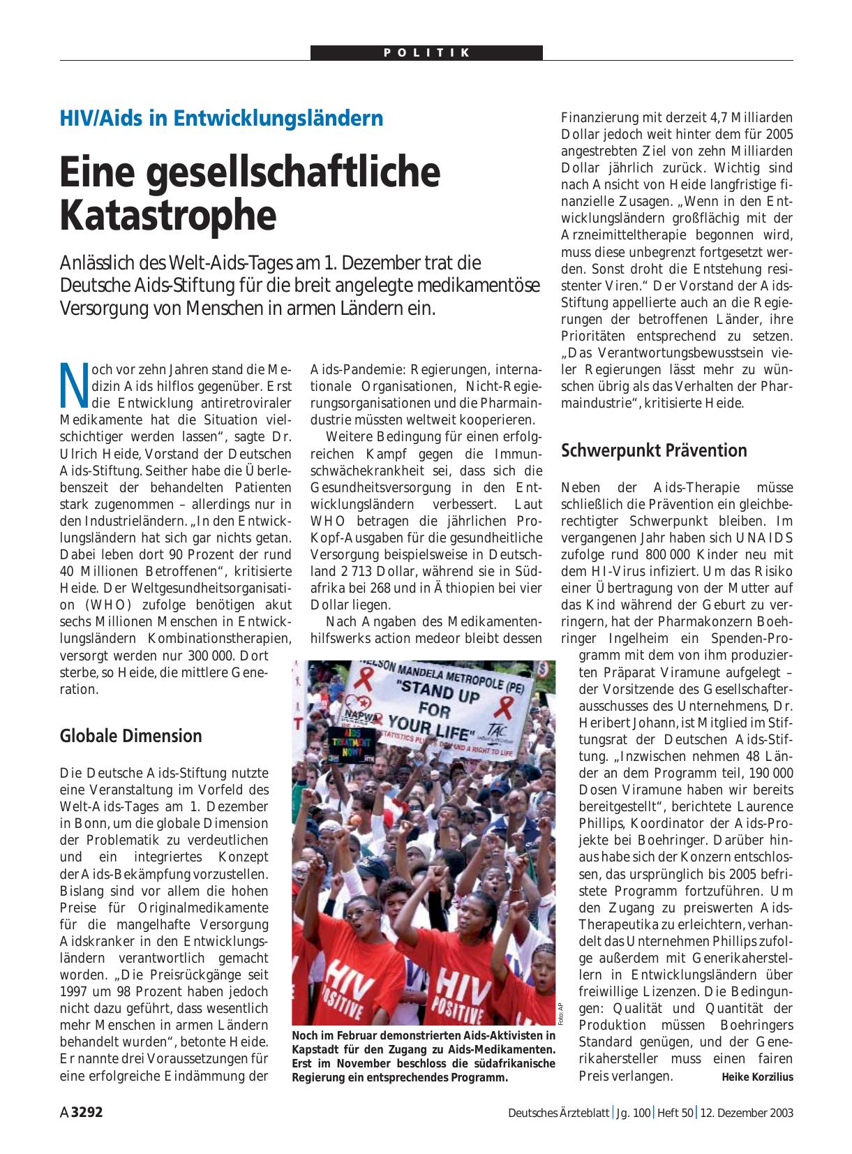 Vorschauseite 1: HIV/Aids in Entwicklungsländern: Eine gesellschaftliche Katastrophe