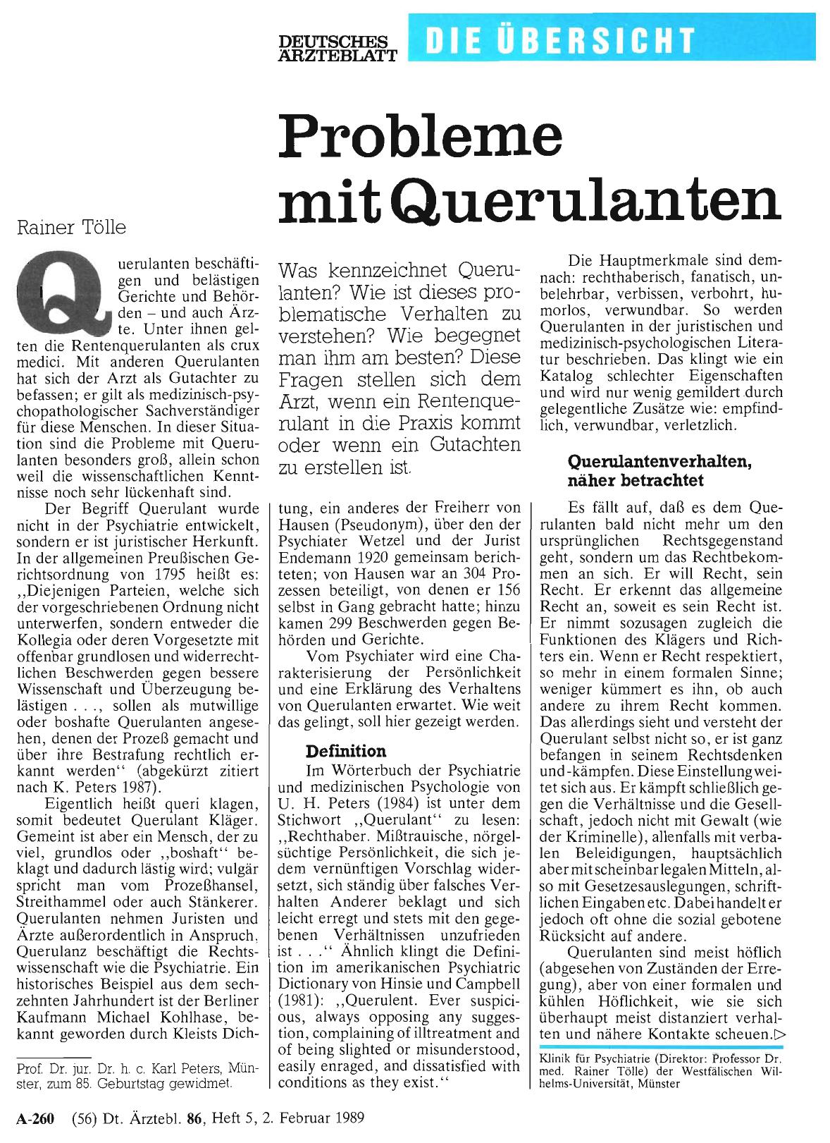 Vorschauseite 1: Probleme mit Querulanten