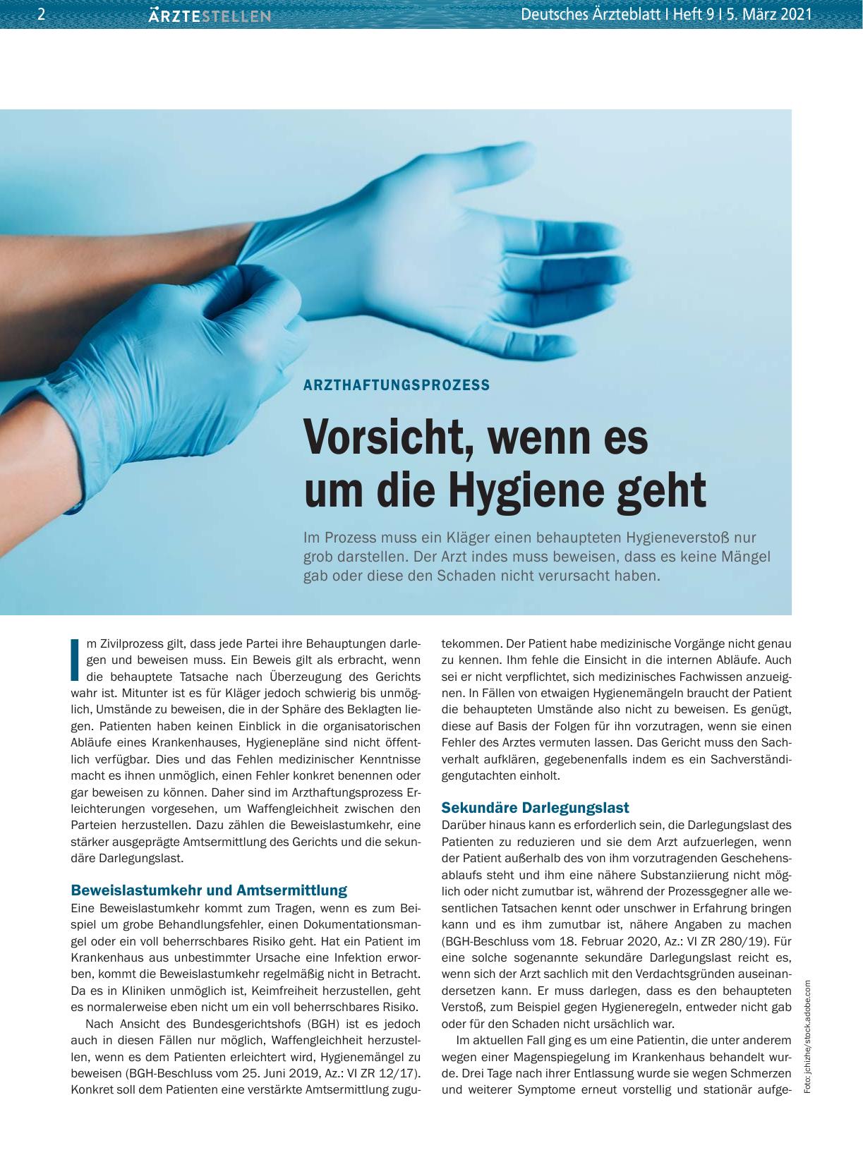 Vorschauseite 1: Arzthaftungsprozess: Vorsicht, wenn es um die Hygiene geht