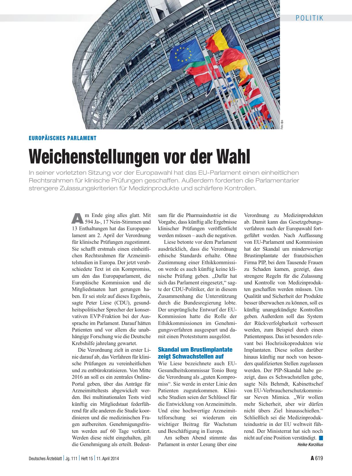 Vorschauseite 1: Europäisches Parlament: Weichenstellungen vor der Wahl