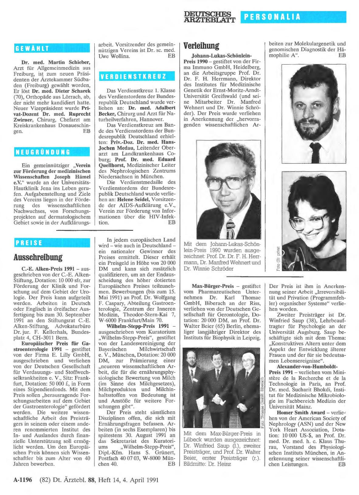 Vorschauseite 1: PREISE: Verleihung