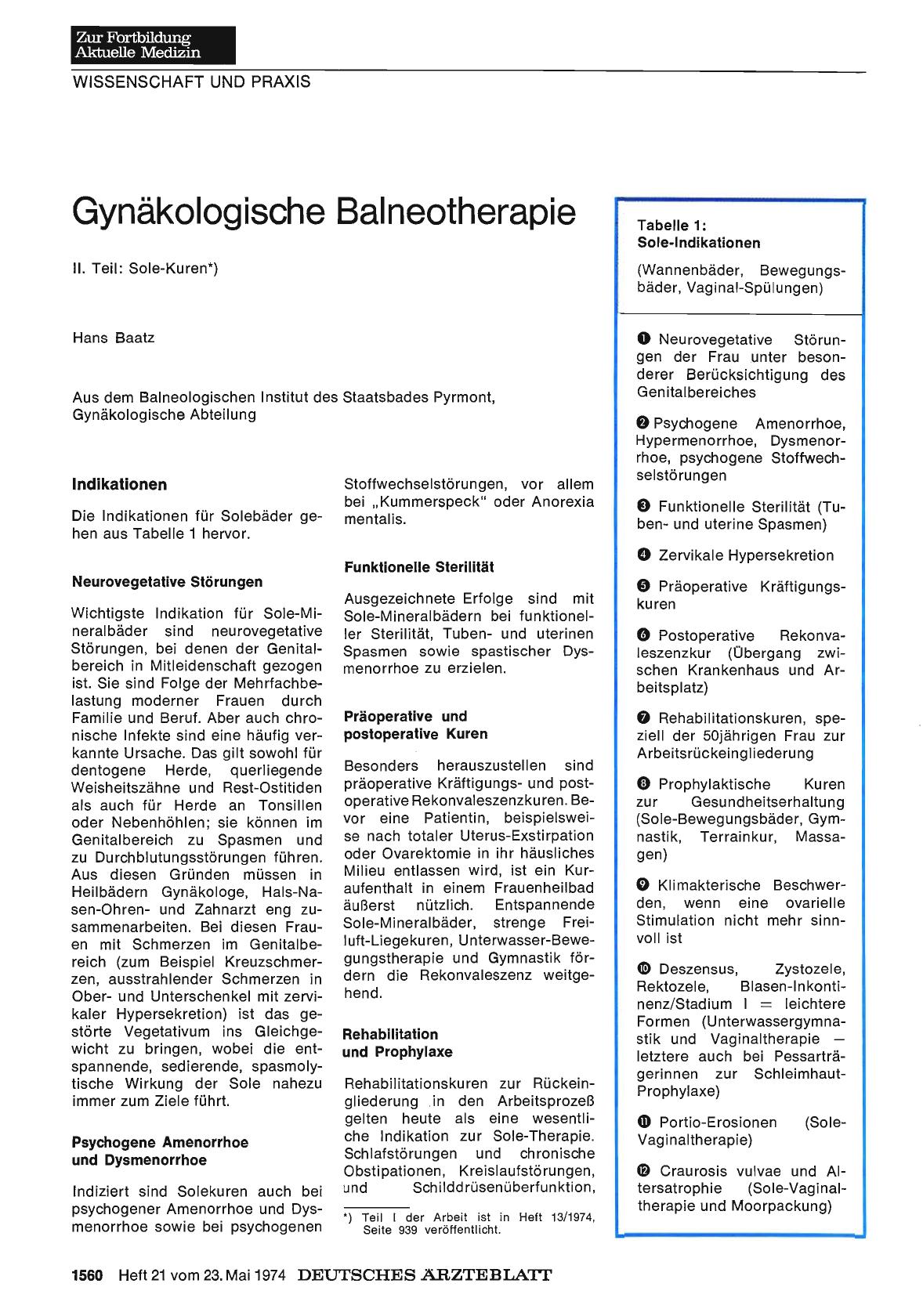 Vorschauseite 1: Gynäkologische Balneotherapie