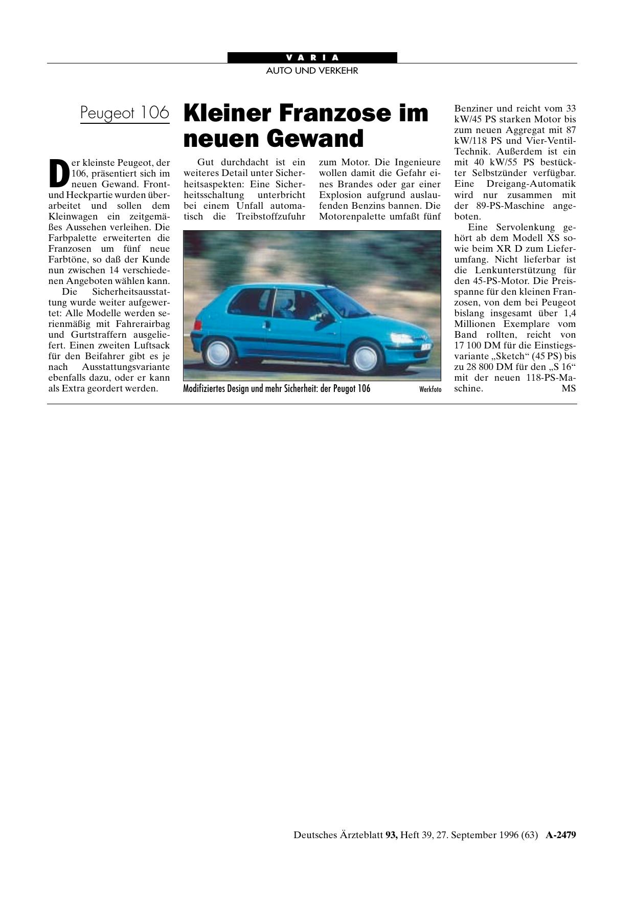 Vorschauseite 1: Peugeot 106: Kleiner Franzose im neuen Gewand