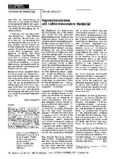 Vorschauseite 1: Hypocholesterinämie und nichtkardiovaskuläre Morbidität