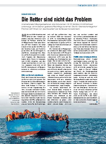 Vorschauseite 1: Humanitäre Hilfe: Die Retter sind nicht das Problem
