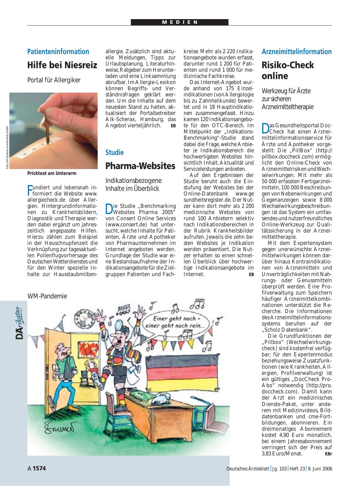 Vorschauseite 1: Arzneimittelinformation: Risiko-Check online