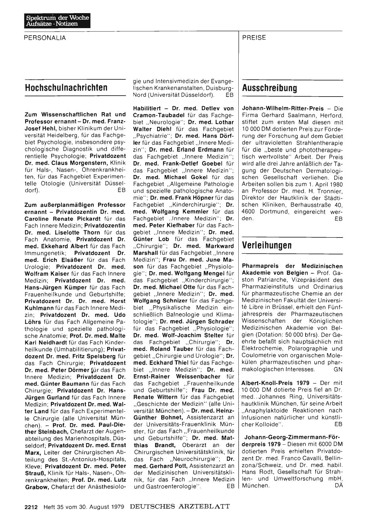 Vorschauseite 1: Verleihungen