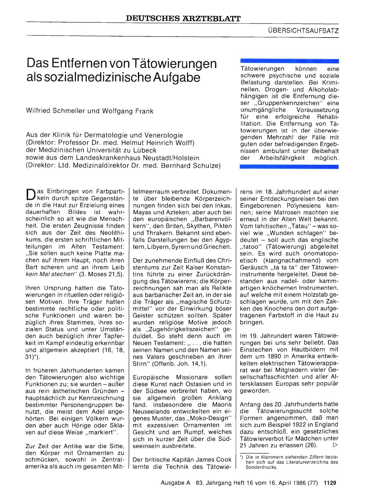 Vorschauseite 1: Das Entfernen von Tätowierungen als sozialmedizinische Aufgabe