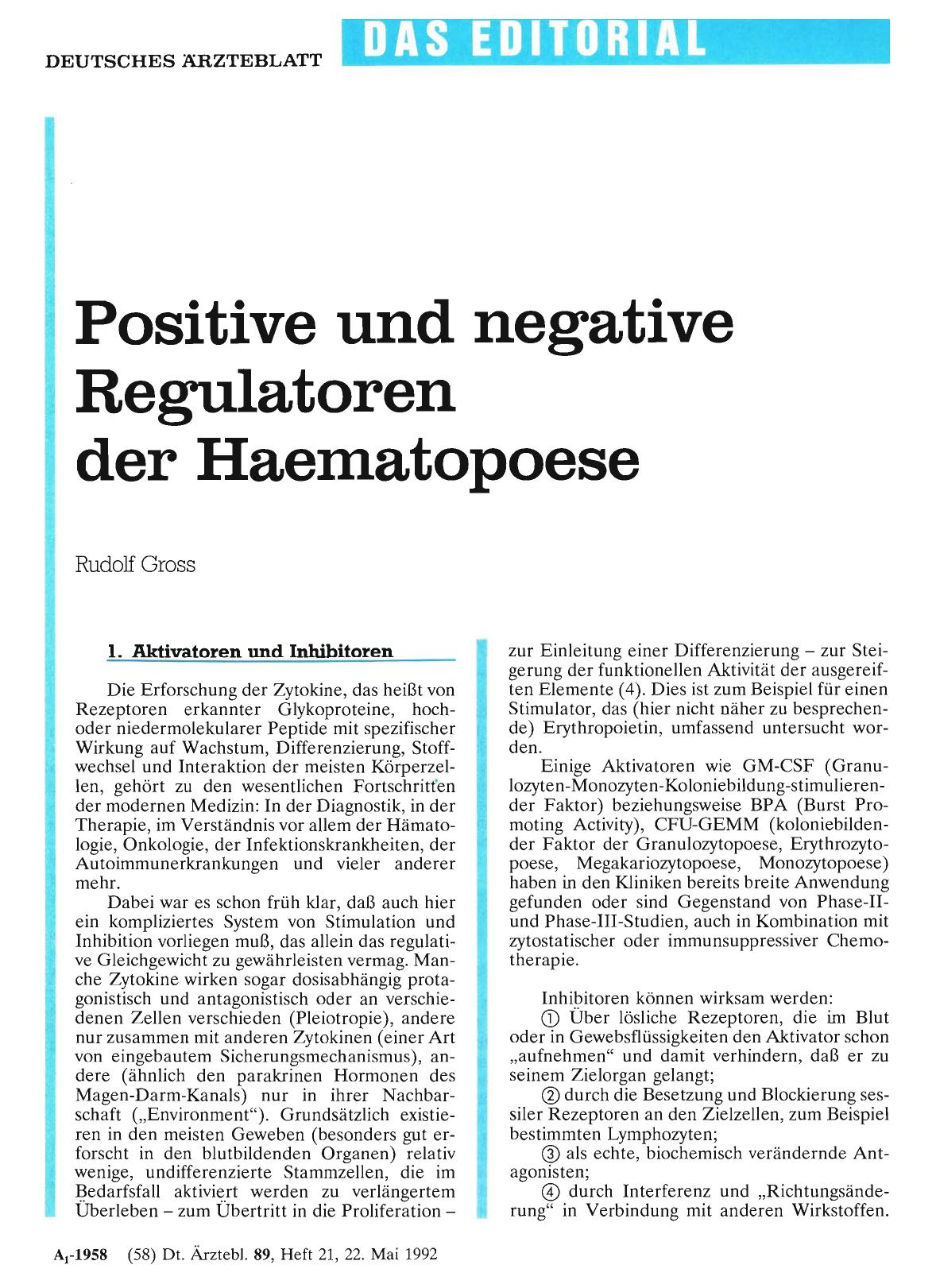 Vorschauseite 1: Positive und negative Regulatoren der Haematopoese