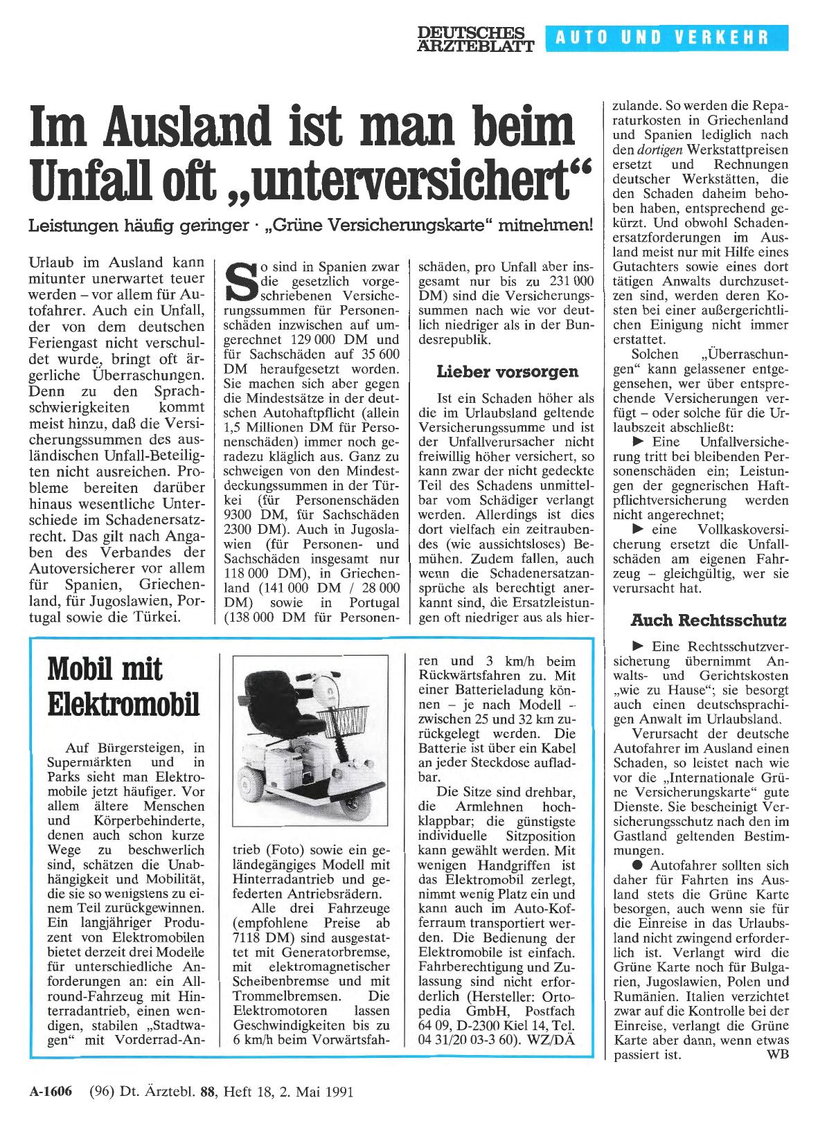 Vorschauseite 1: Im Ausland ist man beim Unfall oft „unterversichert“