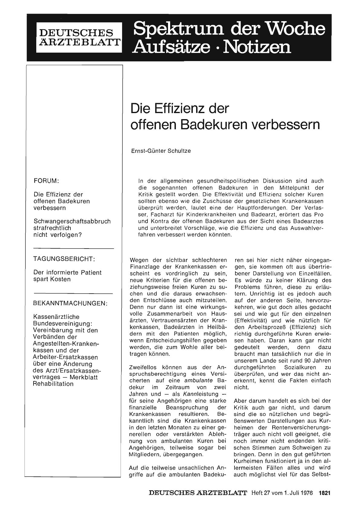 Vorschauseite 1: Die Effizienz der offenen Badekuren verbessern