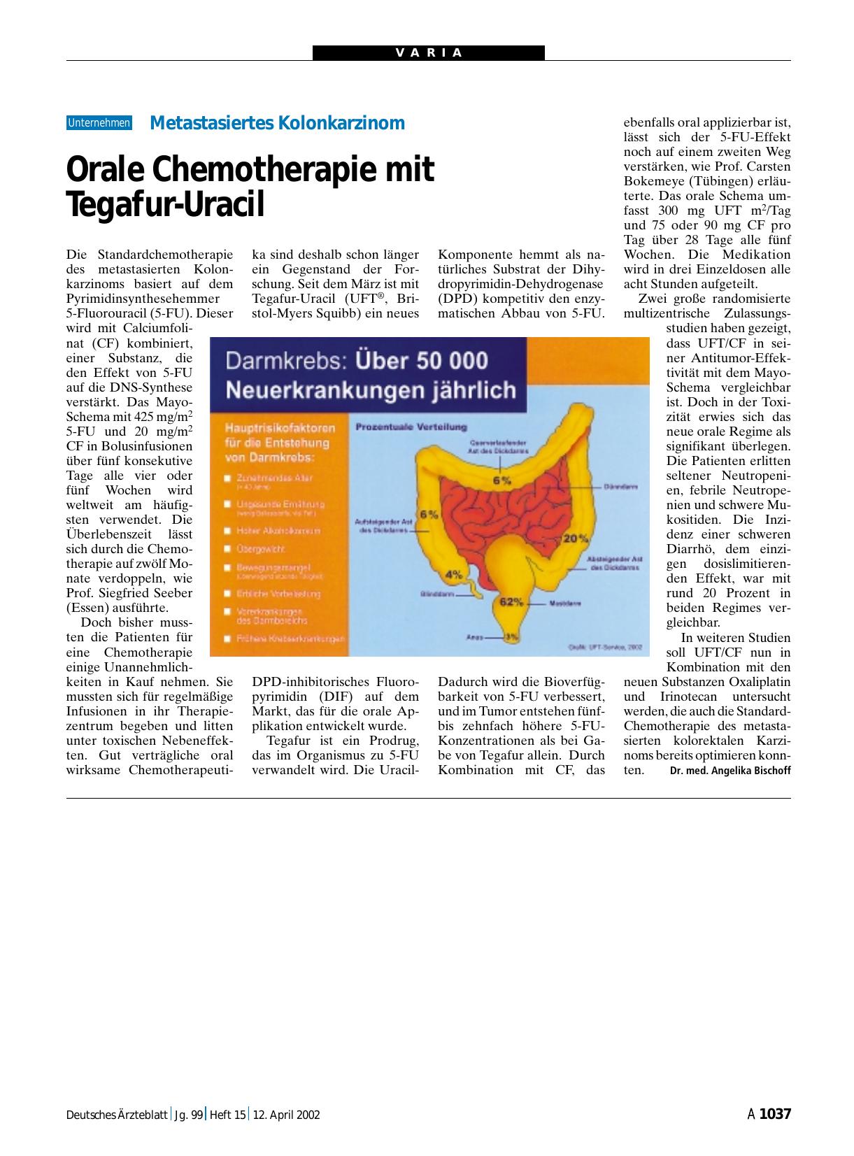 Vorschauseite 1: Metastasiertes Kolonkarzinom: Orale Chemotherapie mit Tegafur-Uracil