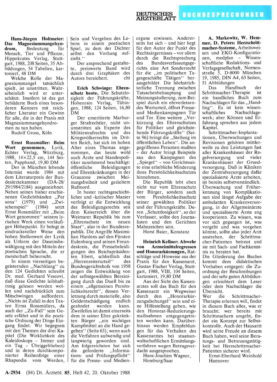 Vorschauseite 1: Ernst Rossmüller: Beim Wort genommen