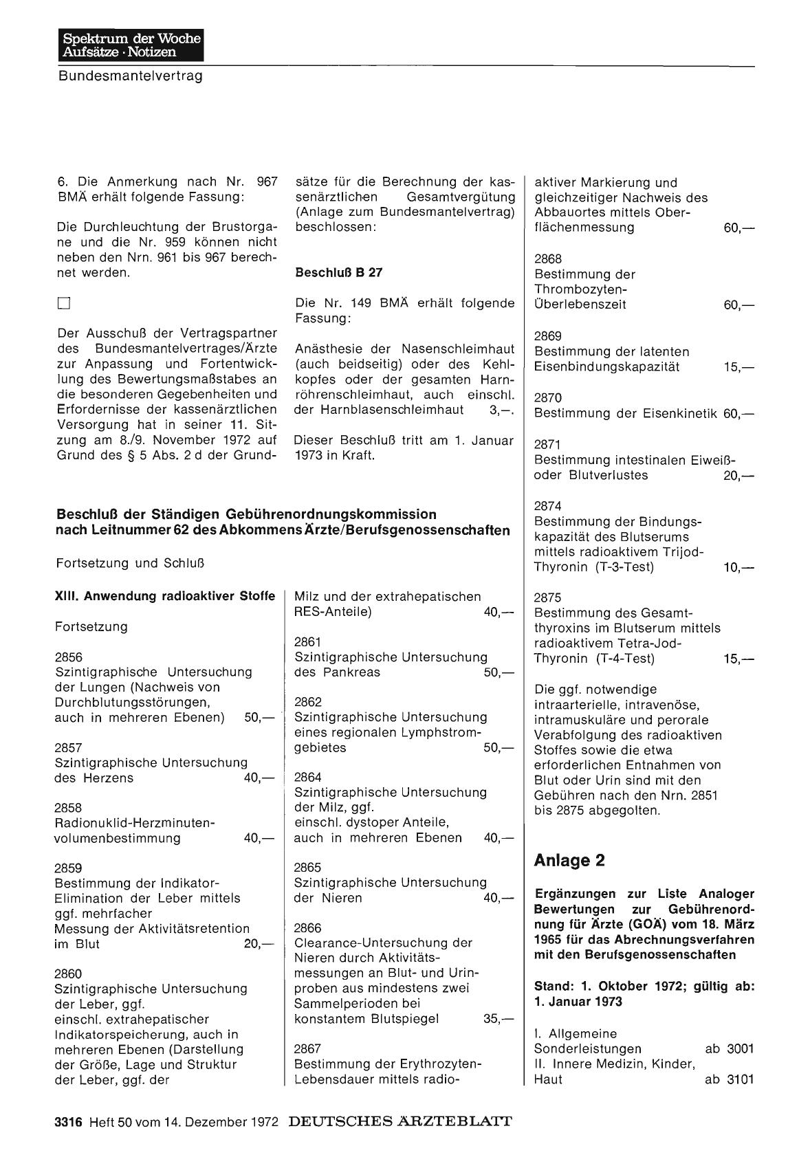 Vorschauseite 1: Beschluß der Ständigen Gebührenordnungskommission nach Leitnummer 62 des Abkommens Ärzte/Berufsgenossenschaften