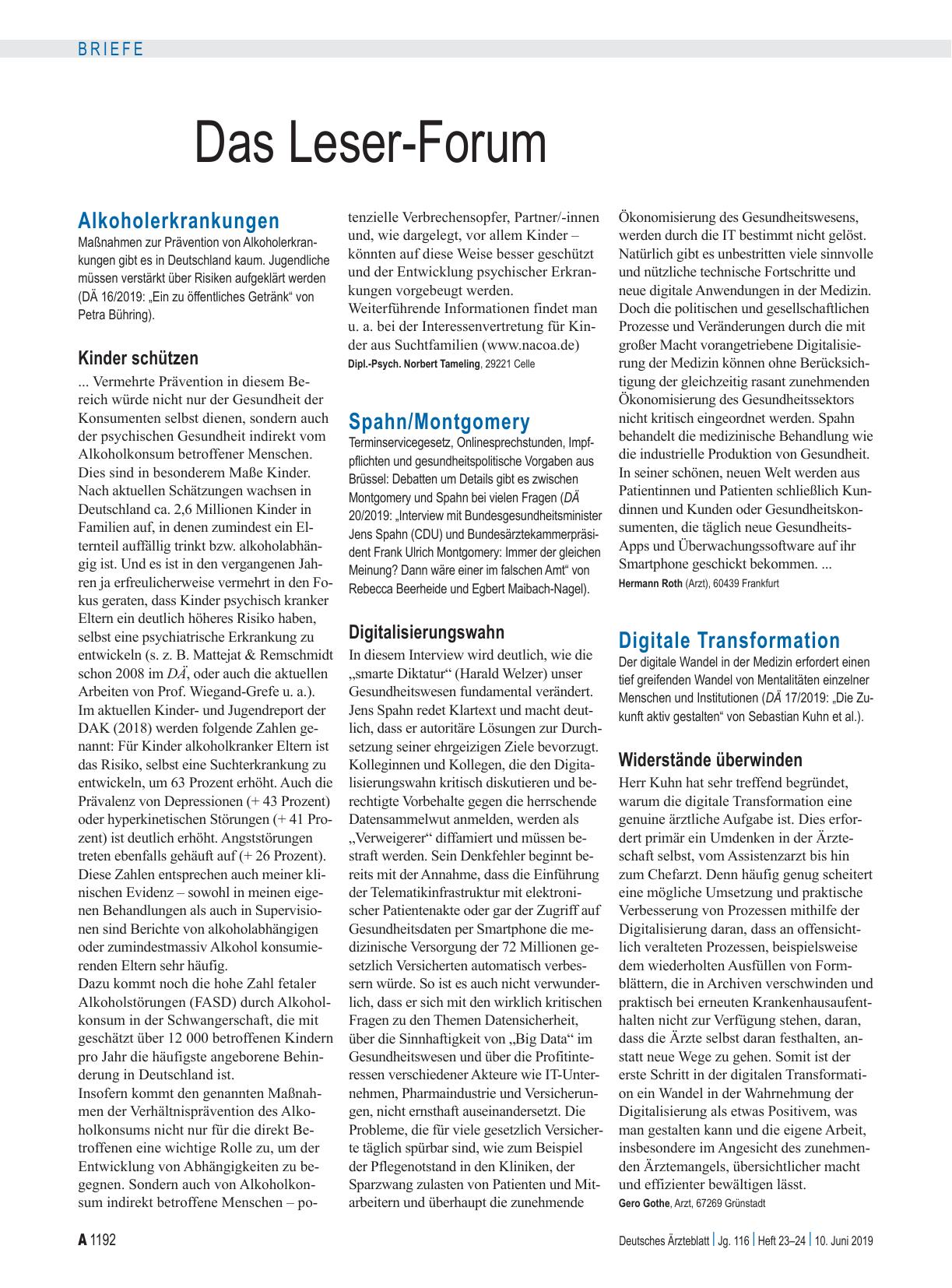 Vorschauseite 1: Spahn/Montgomery: Digitalisierungswahn