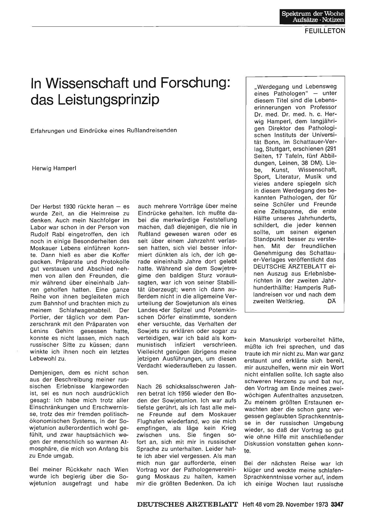 Vorschauseite 1: In Wissenschaft und Forschung: das Leistungsprinzip