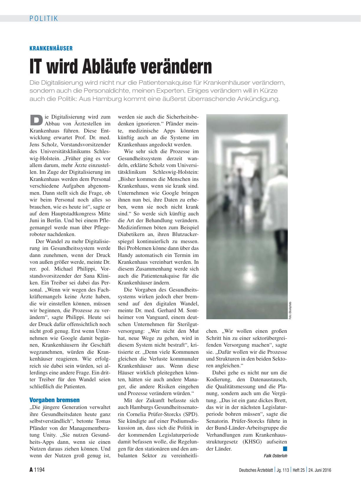 Vorschauseite 1: Krankenhäuser: IT wird Abläufe verändern