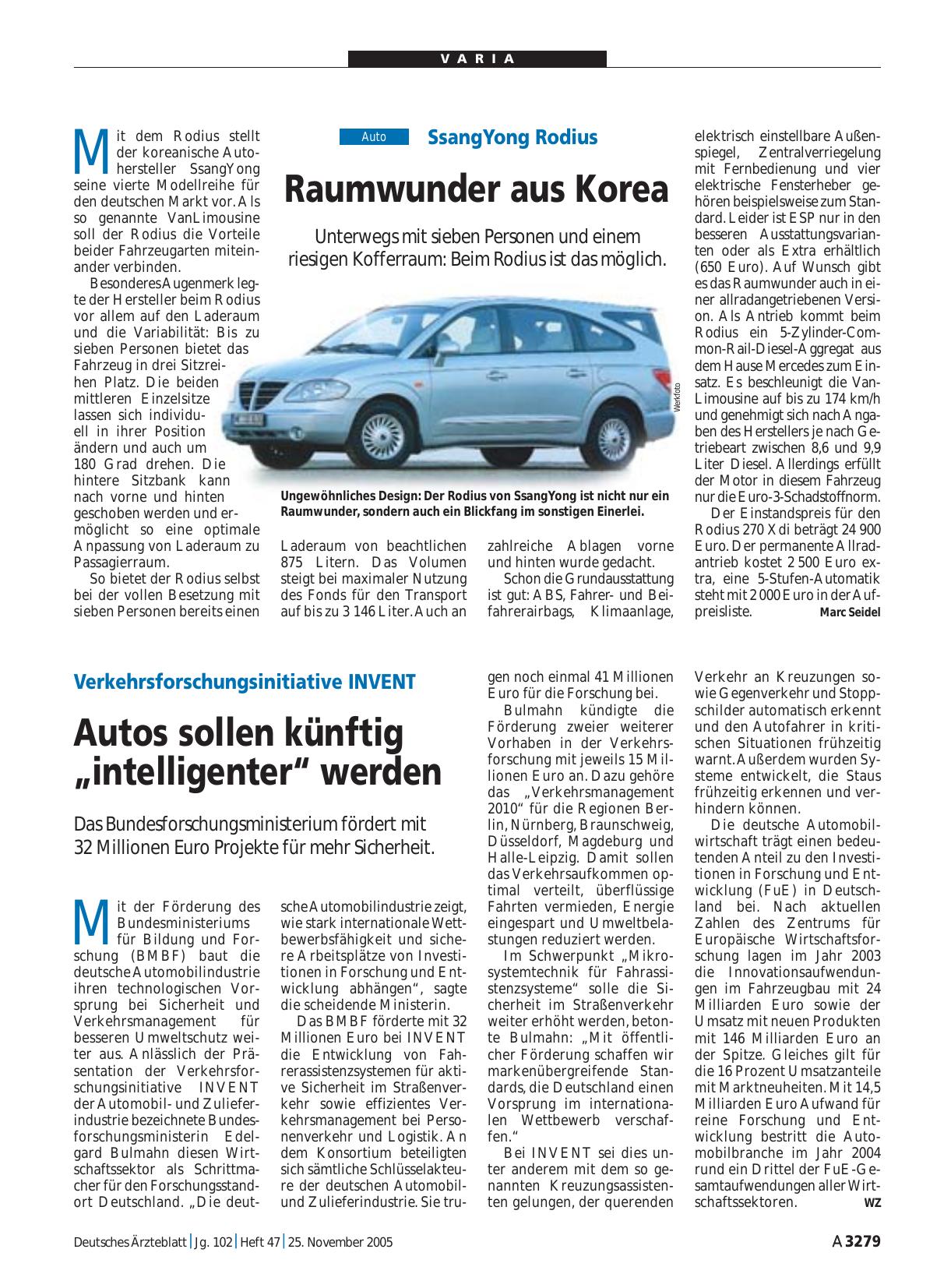 Vorschauseite 1: Verkehrsforschungsinitiative INVENT: Autos sollen künftig „intelligenter“ werden