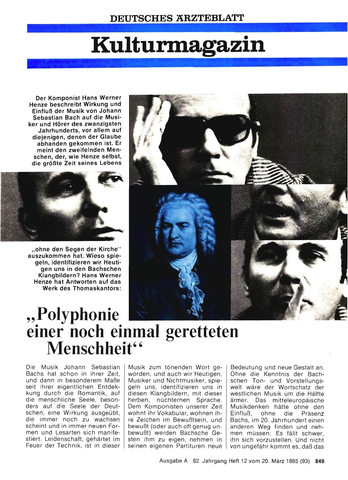 Vorschauseite 1: „Polyphonie einer noch einmal geretteten Menschheit“