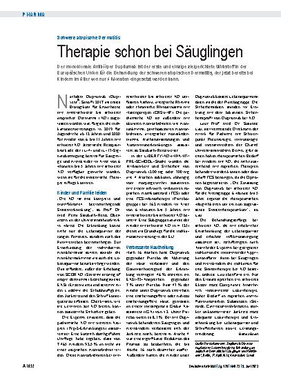 Vorschauseite 1: Schwere atopische Dermatitis: Therapie schon bei Säuglingen