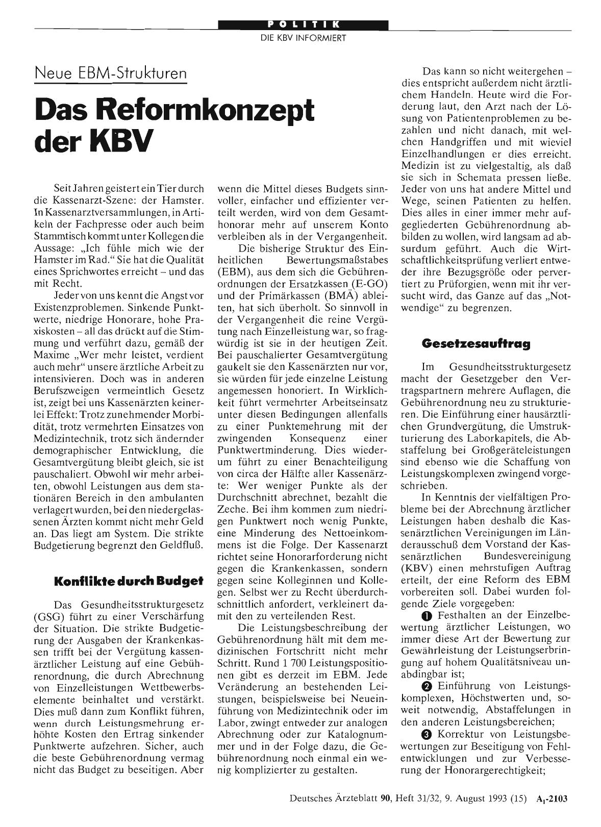 Vorschauseite 1: Neue EBM-Strukturen: Das Reformkonzept der KBV
