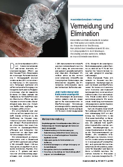 Vorschauseite 1: Arzneimittelrückstände im Wasser: Vermeidung und Elimination