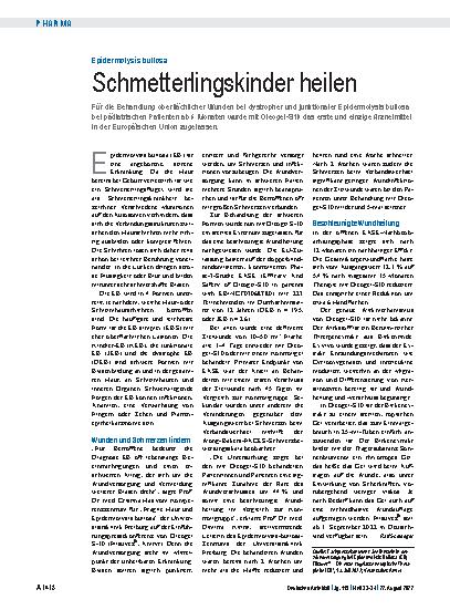 Vorschauseite 1: Epidermolysis bullosa: Schmetterlingskinder heilen