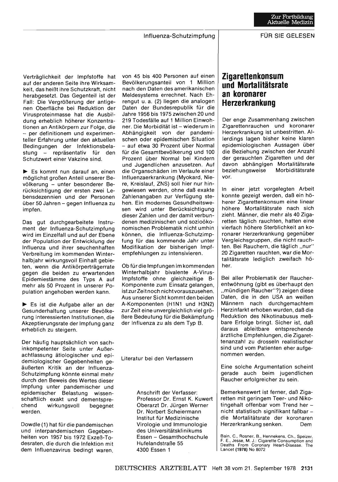 Vorschauseite 1: ZigareHenkonsum und Mortalitätsrate an koronarer Herzerkrankung