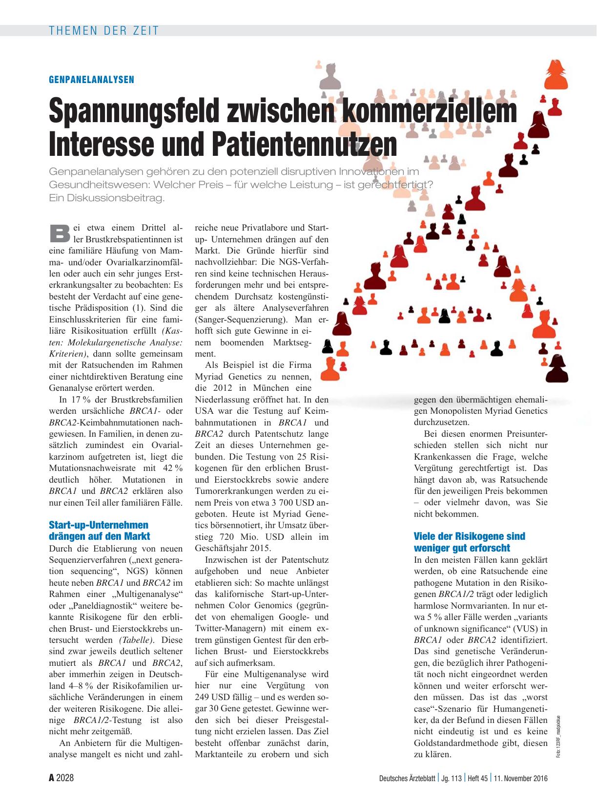 Vorschauseite 1: Genpanelanalysen: Spannungsfeld zwischen kommerziellem Interesse und Patientennutzen