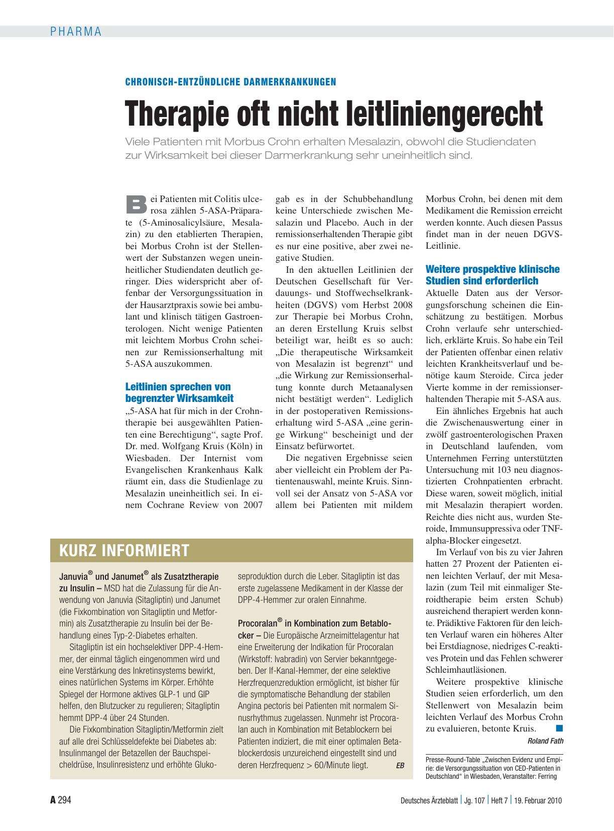Vorschauseite 1: Chronisch-entzündliche Darmerkrankungen: Therapie oft nicht leitliniengerecht