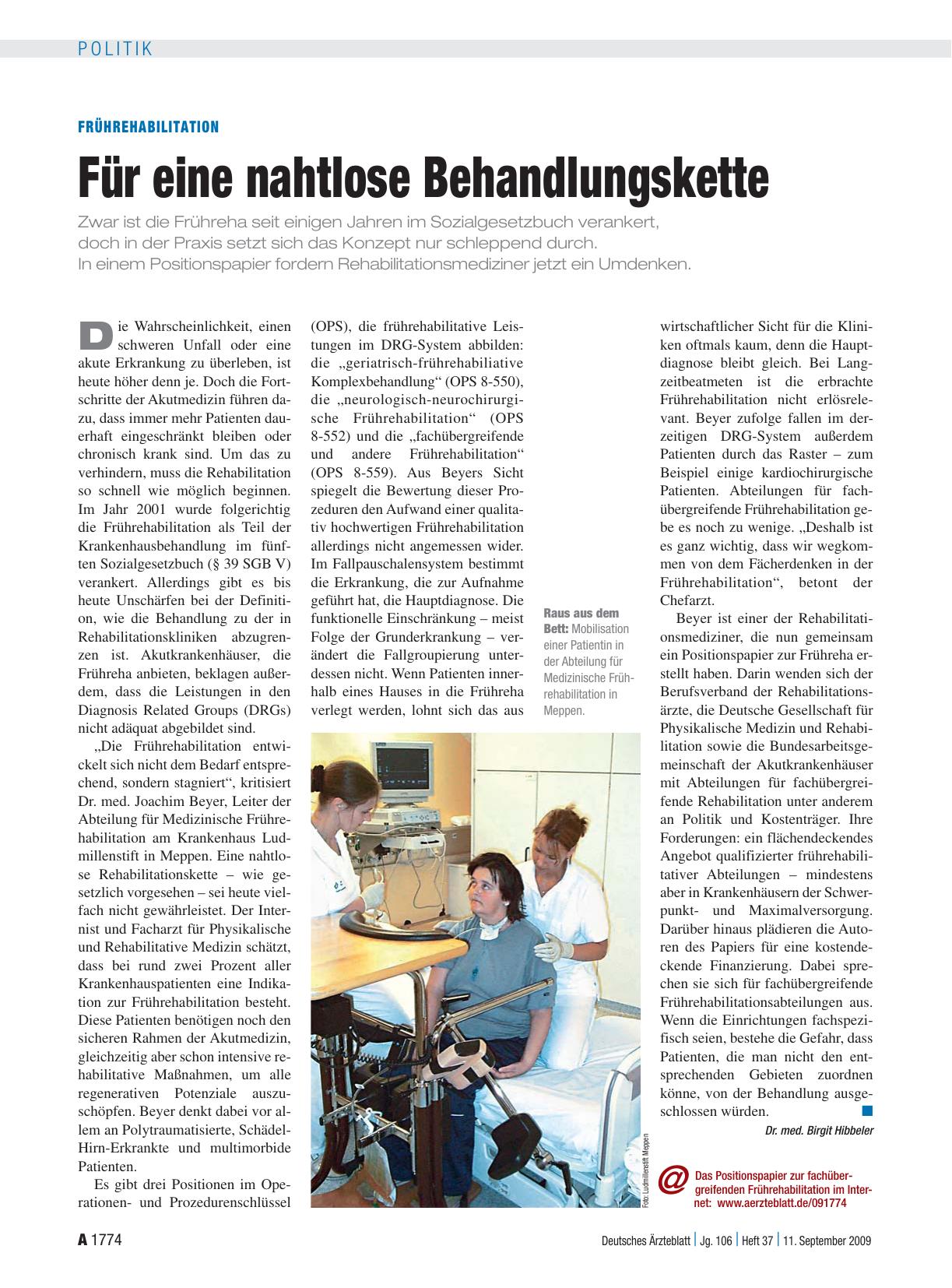 Vorschauseite 1: Frührehabilitation: Für eine nahtlose Behandlungskette