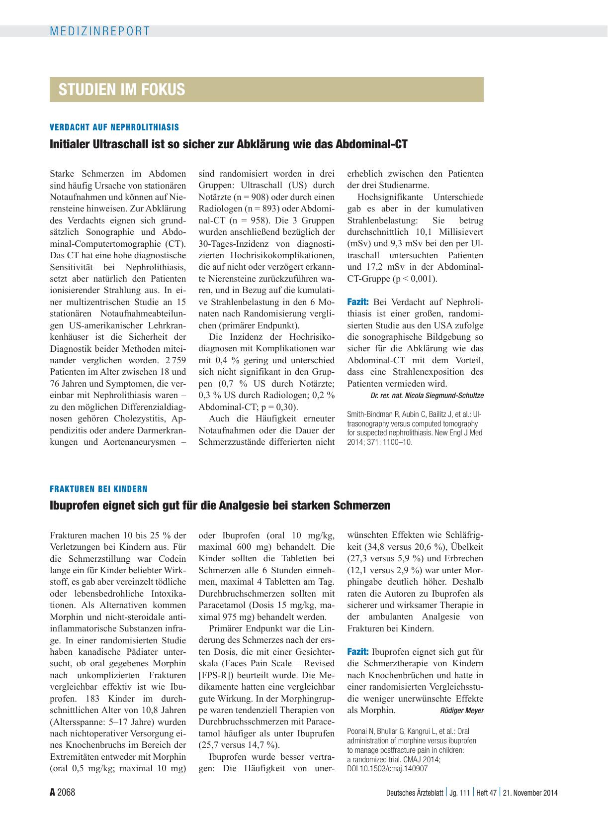 Vorschauseite 1: Verdacht auf Nephrolithiasis: Initialer Ultraschall ist so sicher zur Abklärung wie das Abdominal-CT