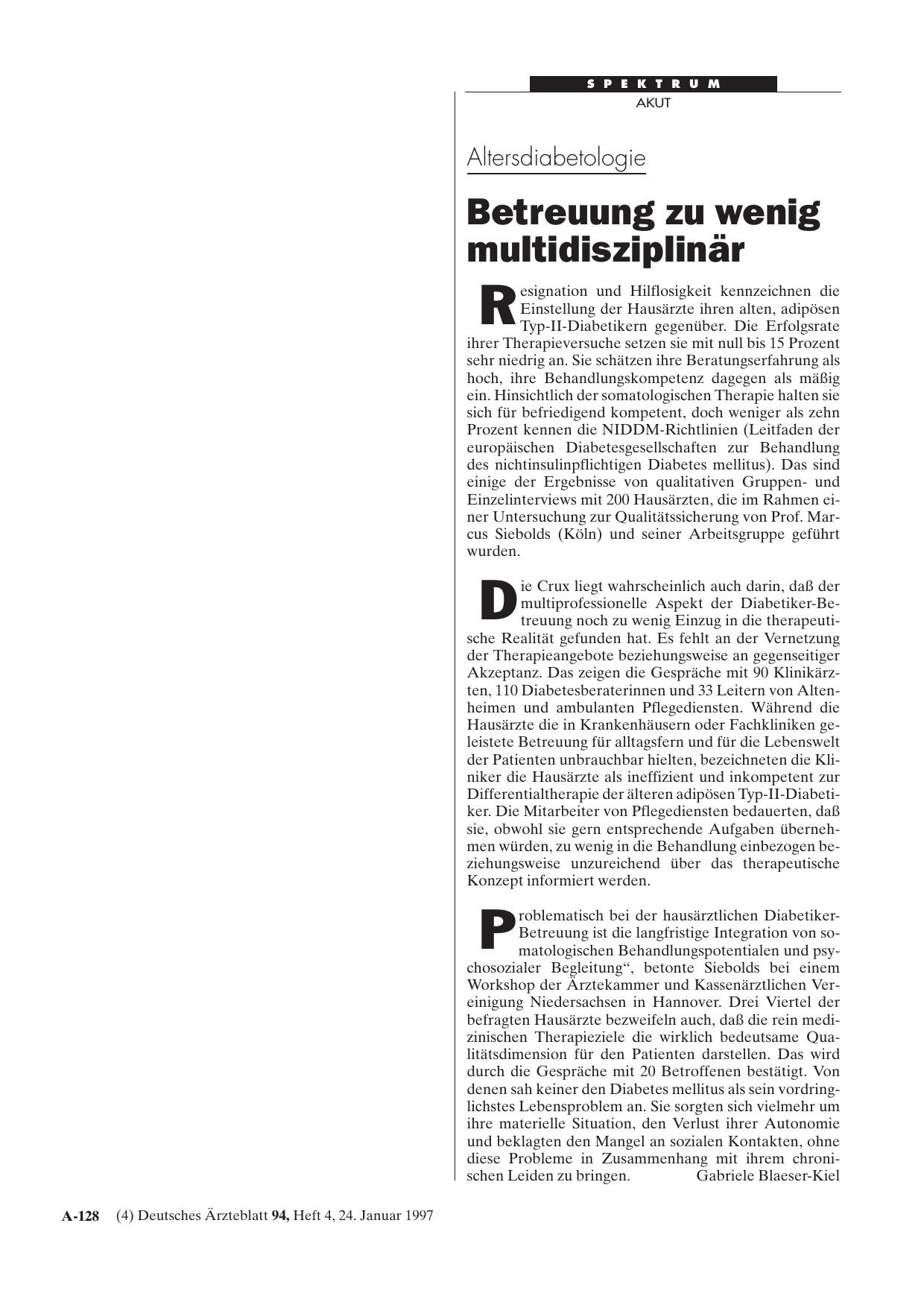 Vorschauseite 1: Altersdiabetologie: Betreuung zu wenig multidisziplinär