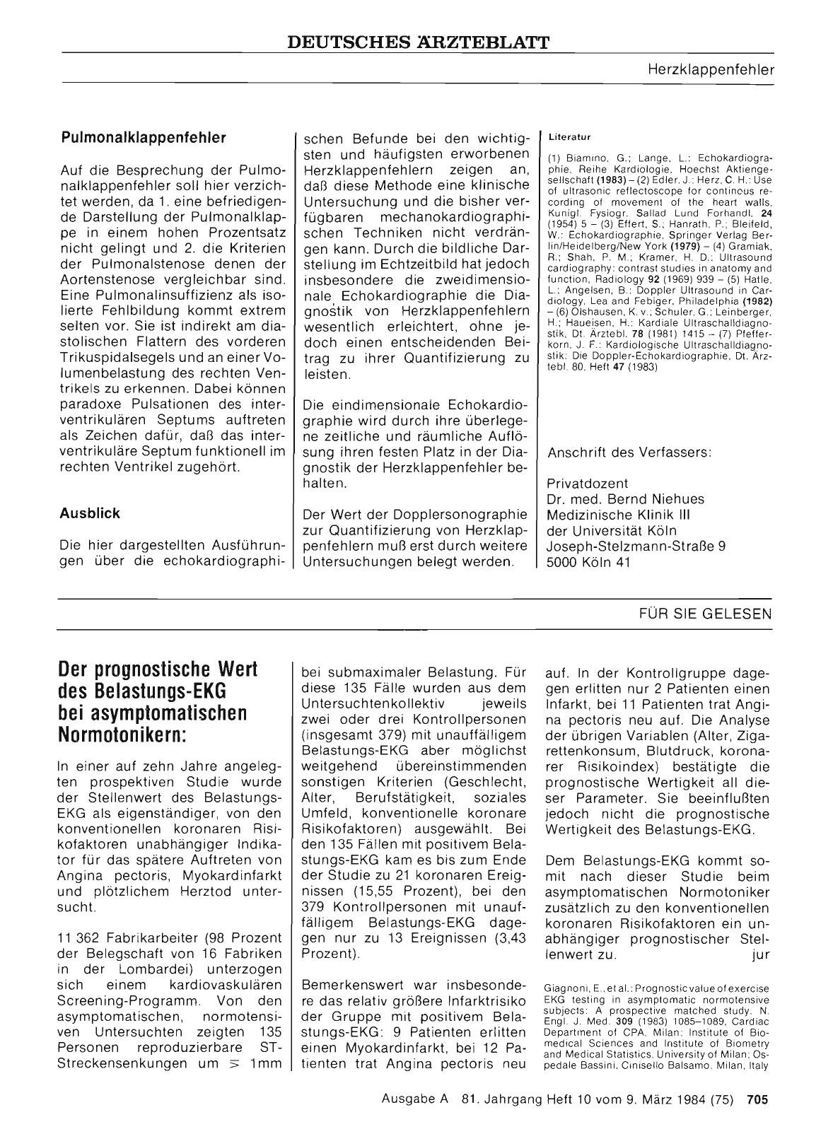Vorschauseite 1: Der prognostische Wert des Belastungs-EKG bei asymptomatischen Normotonikern: