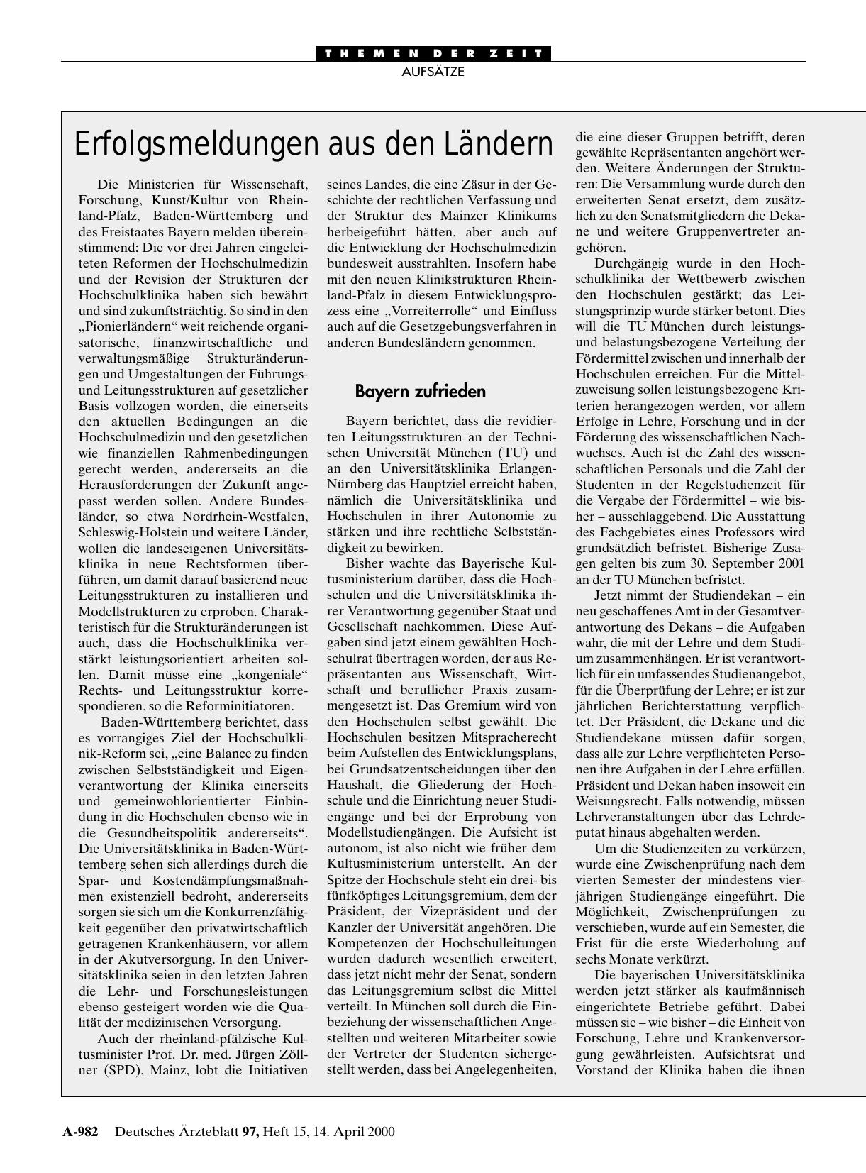 Vorschauseite 1: Erfolgsmeldungen aus den Ländern